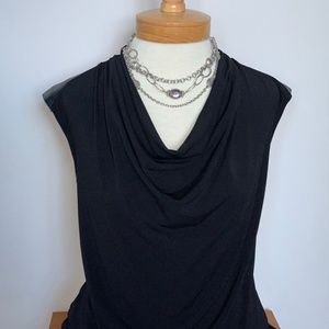 Ann Taylor black cowl-neck cap sleeve top size med